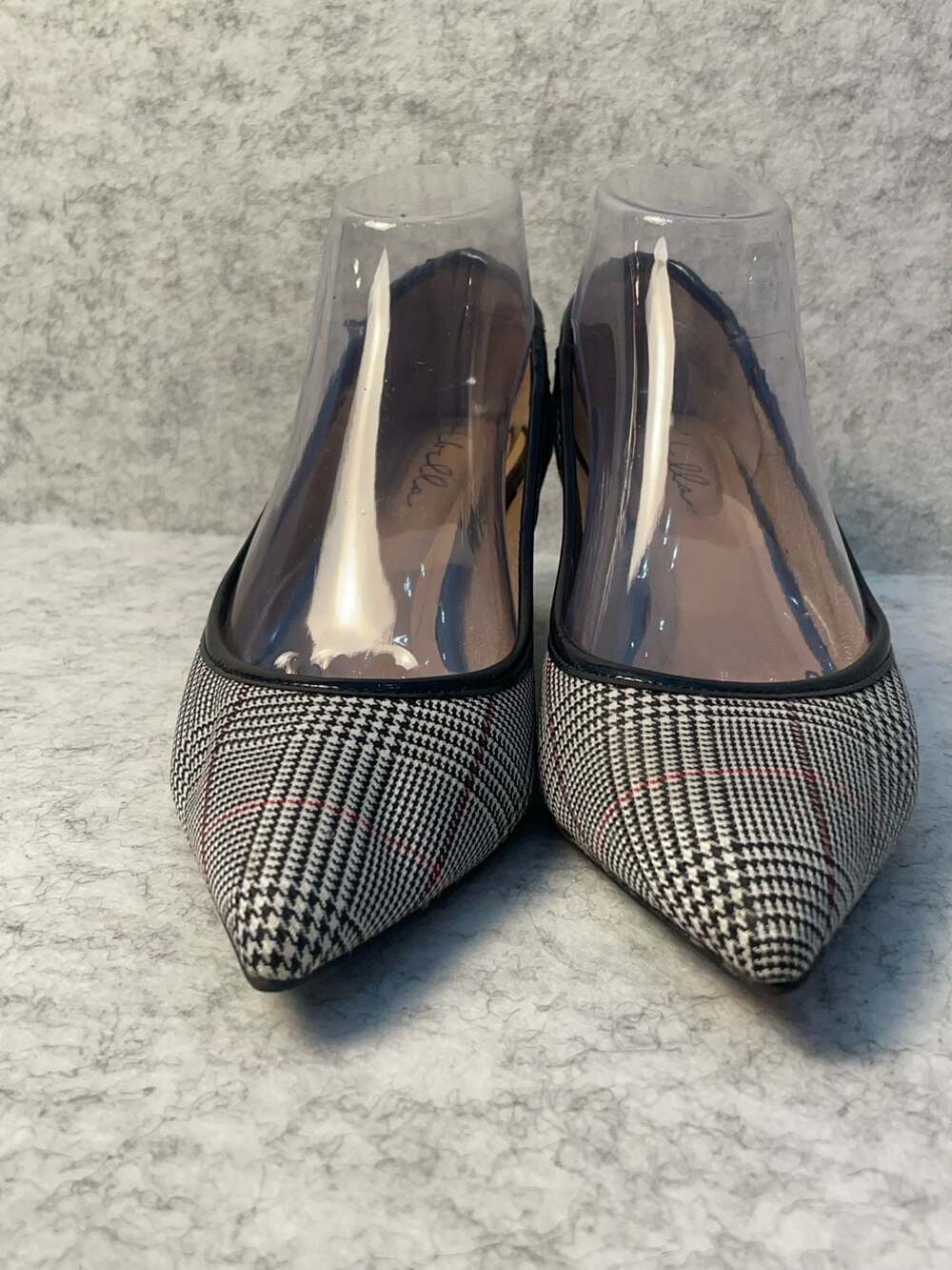 Abella True Comfort Plaid Pointed Toe Block Heel Pumps